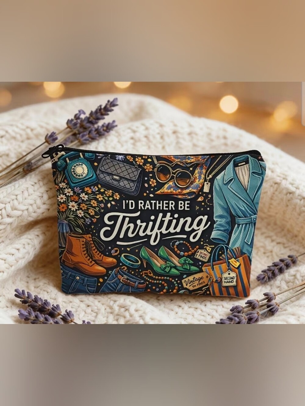 I'd Rather Be Thrifting Cosmetic Pouch